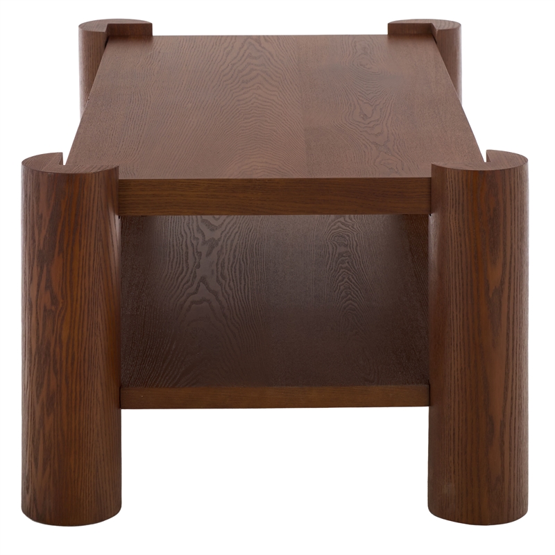 Safavieh Camoni 1 Shelf Wood Coffee Table in Walnut