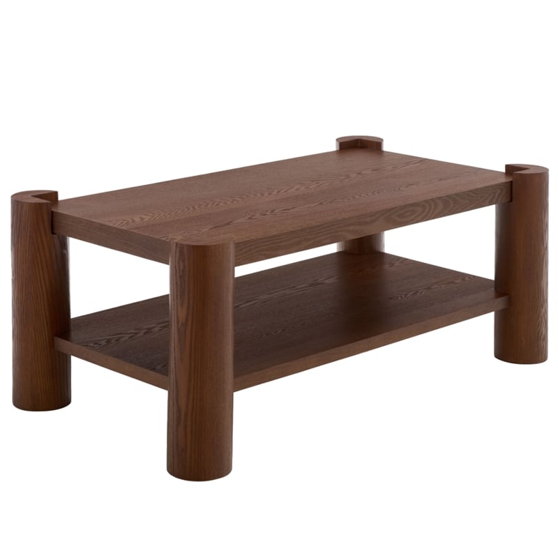 Safavieh Camoni 1 Shelf Wood Coffee Table in Walnut