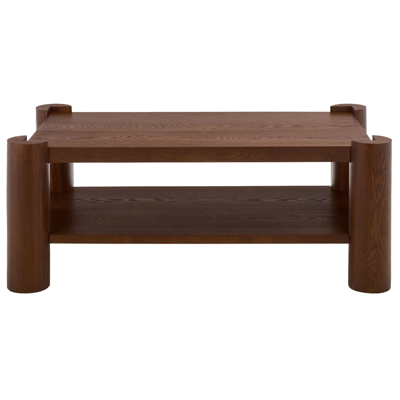 Safavieh Camoni 1 Shelf Wood Coffee Table in Walnut