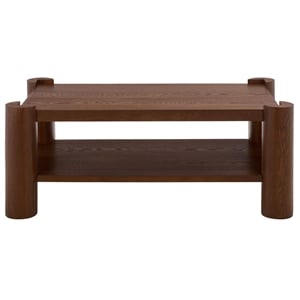 Safavieh Camoni 1 Shelf Wood Coffee Table in Walnut
