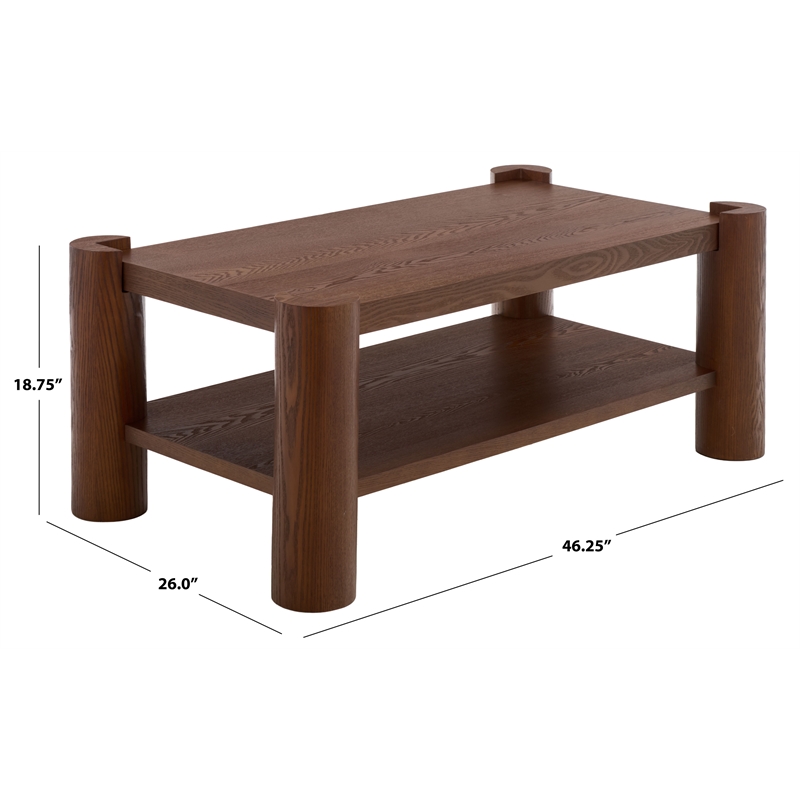 Safavieh Camoni 1 Shelf Wood Coffee Table in Walnut
