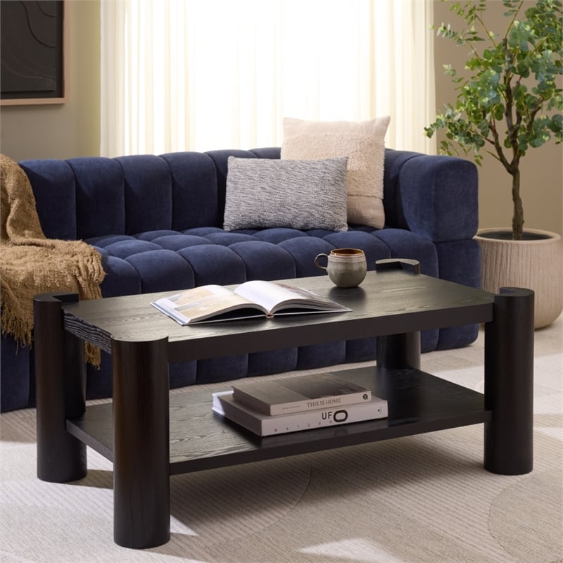 Safavieh Camoni 1 Shelf Wood Coffee Table in Black