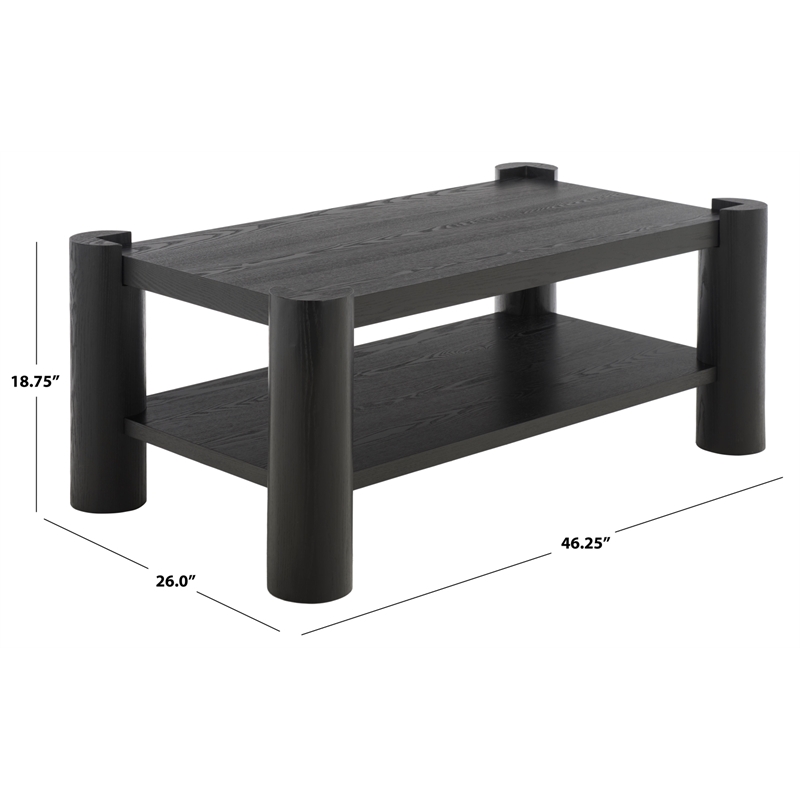 Safavieh Camoni 1 Shelf Wood Coffee Table in Black