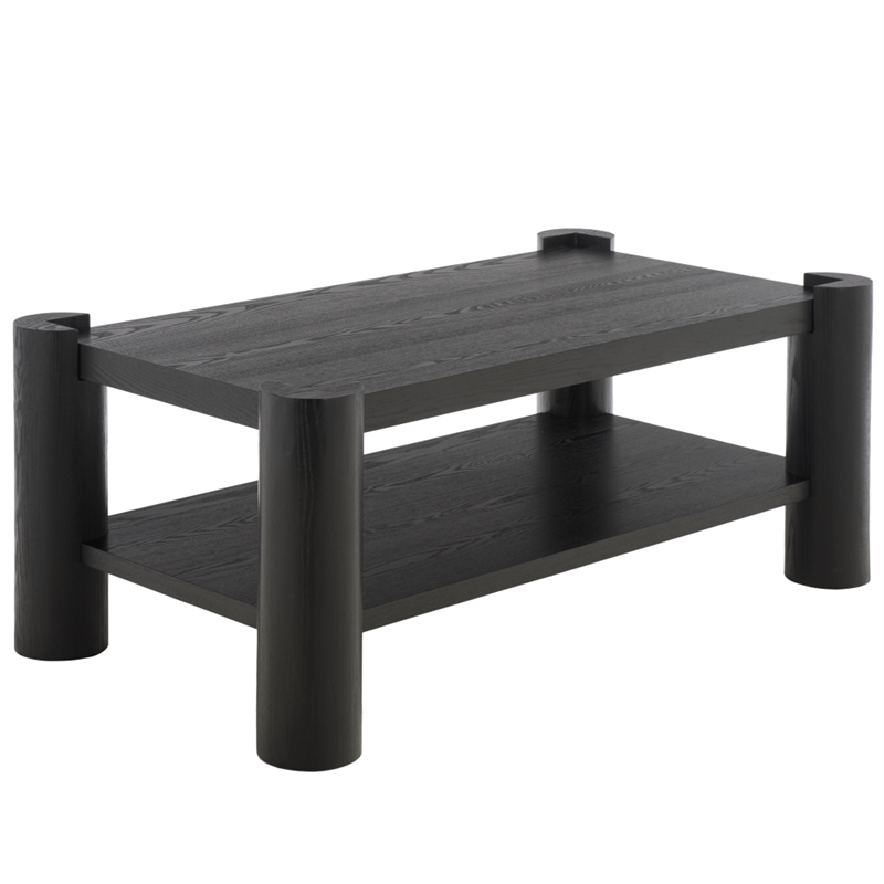 Safavieh Camoni 1 Shelf Wood Coffee Table in Black