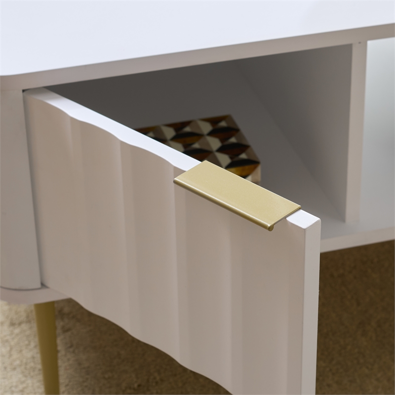 Safavieh Hilsa Wood and Metal Coffee Table in White / Gold