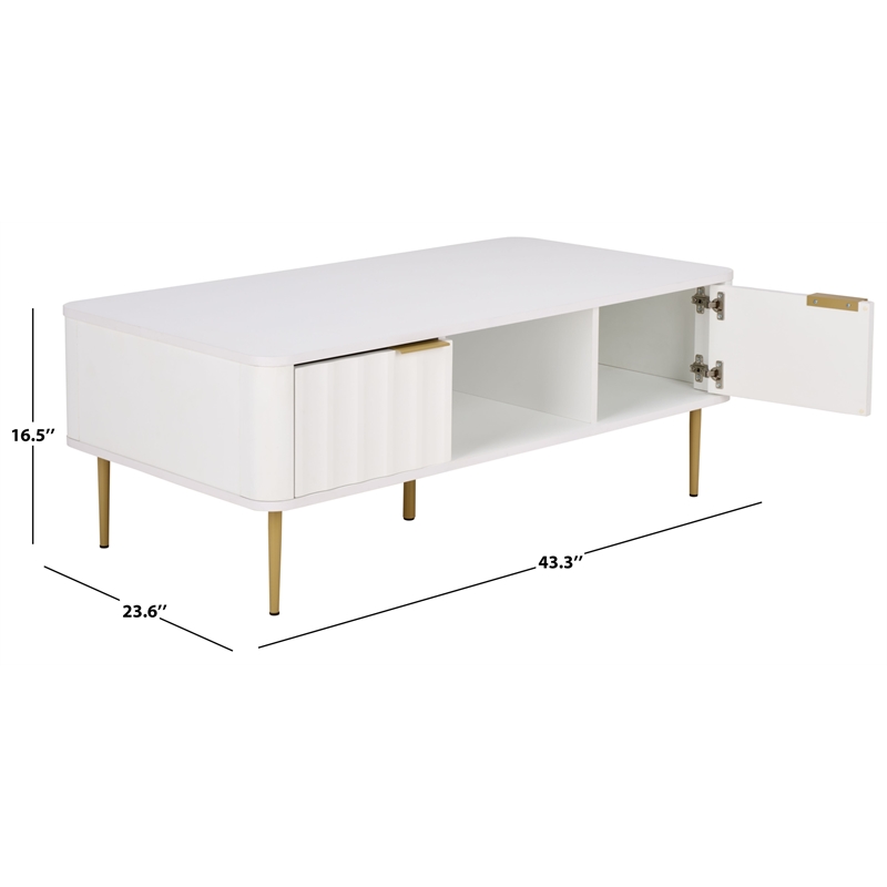 Safavieh Hilsa Wood and Metal Coffee Table in White / Gold