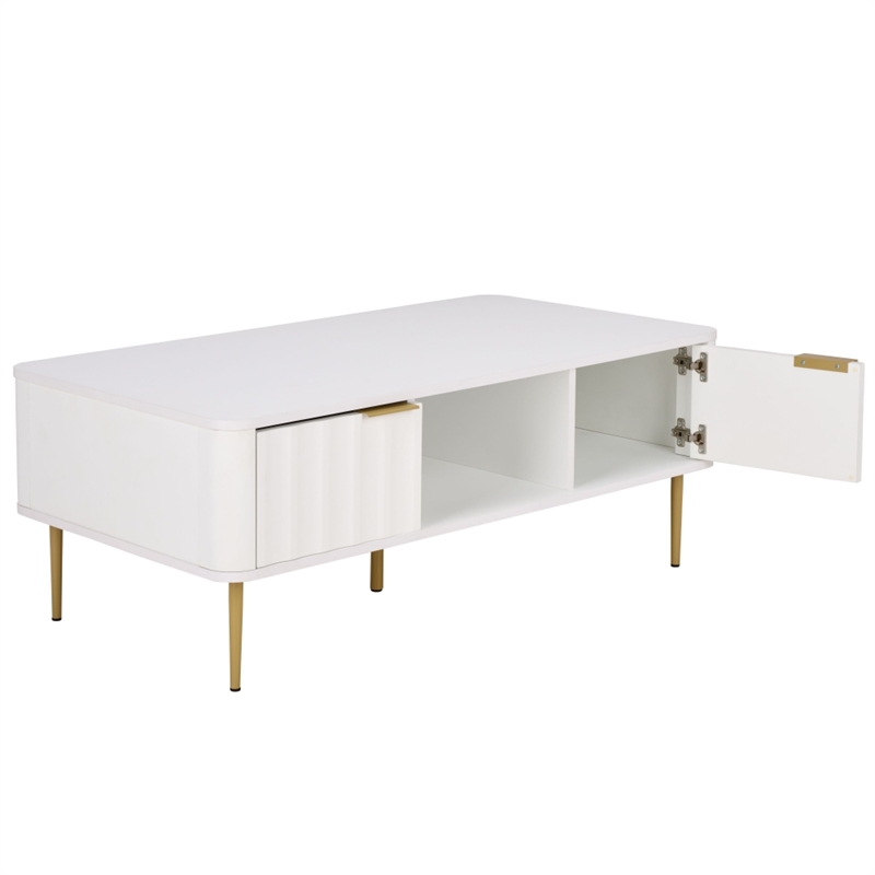 Safavieh Hilsa Wood and Metal Coffee Table in White / Gold