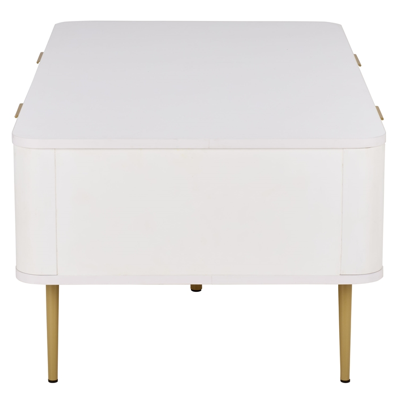 Safavieh Hilsa Wood and Metal Coffee Table in White / Gold