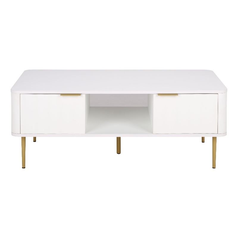 Safavieh Hilsa Wood and Metal Coffee Table in White / Gold