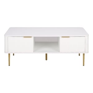 Safavieh Hilsa Wood and Metal Coffee Table in White / Gold