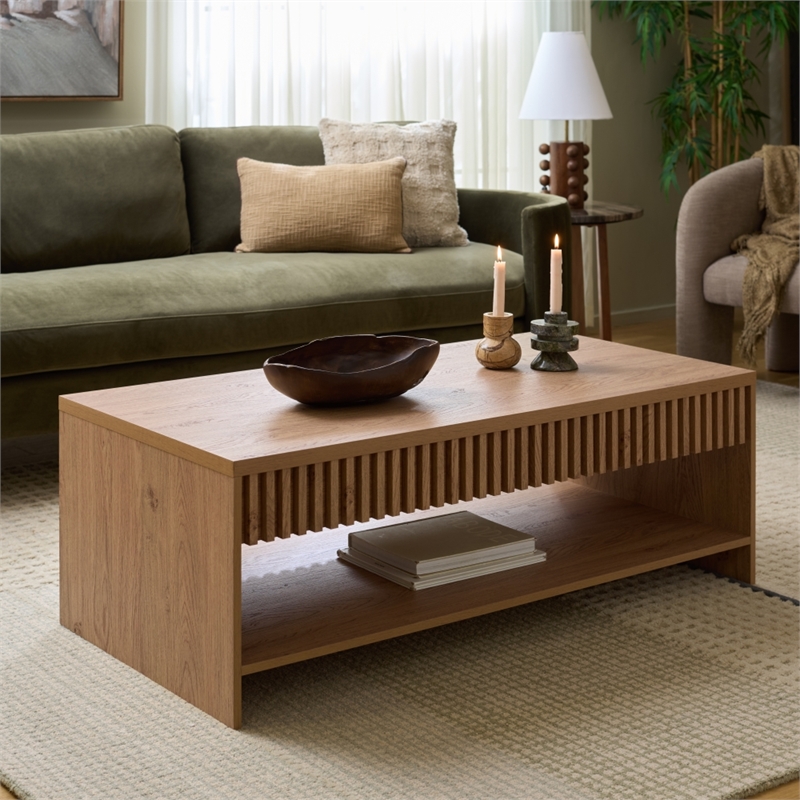 Safavieh Masa 1 Shelf Wood Coffee Table  in Oak