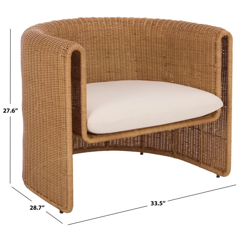 Safavieh O'Reilly Rattan and Iron Accent Chair  in Natural / White