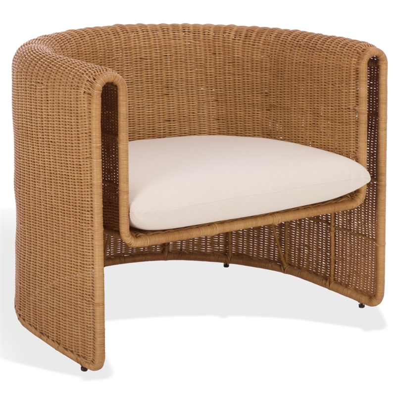 Safavieh O'Reilly Rattan and Iron Accent Chair  in Natural / White