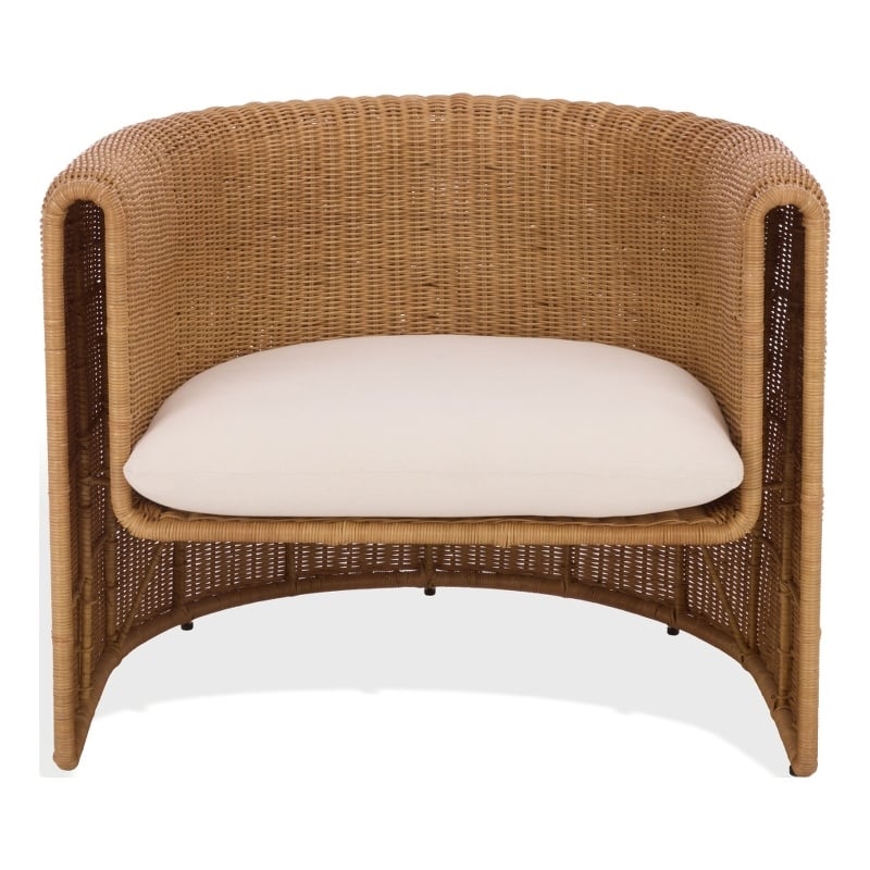 Safavieh O'Reilly Rattan and Iron Accent Chair  in Natural / White