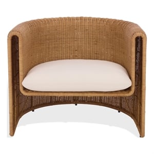 Safavieh O'Reilly Rattan and Iron Accent Chair  in Natural / White
