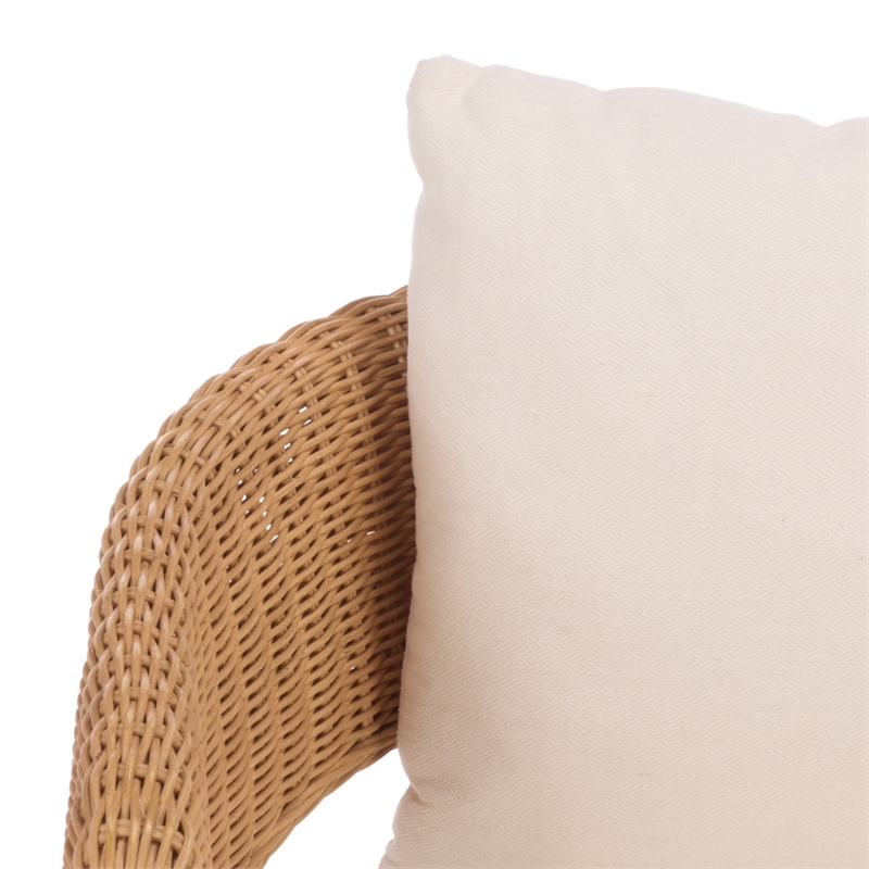 Safavieh Leanna Rattan and Iron Swivel Chair  in Natural / White
