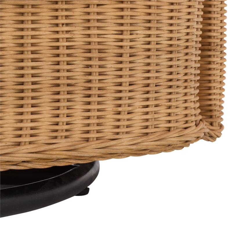 Safavieh Leanna Rattan and Iron Swivel Chair  in Natural / White