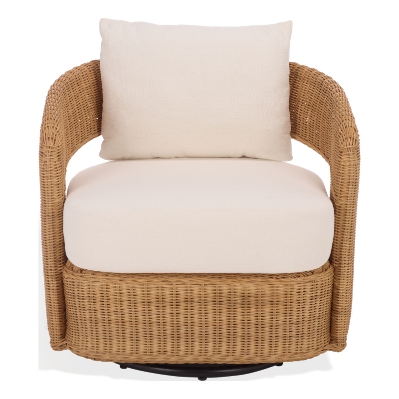 Safavieh Leanna Rattan and Iron Swivel Chair  in Natural / White