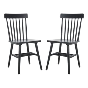 Safavieh Aziel Wood Spindle Dining Chairs in Black
