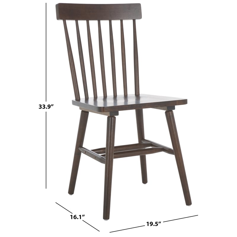 Safavieh Aziel Wood Spindle Dining Chairs in Dark Walnut