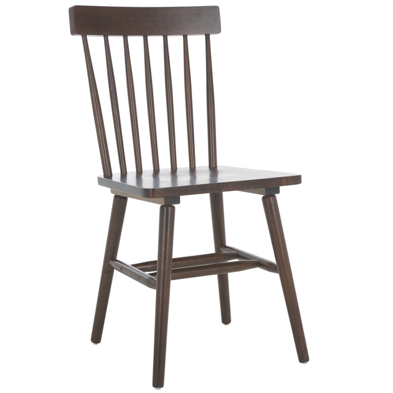 Safavieh Aziel Wood Spindle Dining Chairs in Dark Walnut