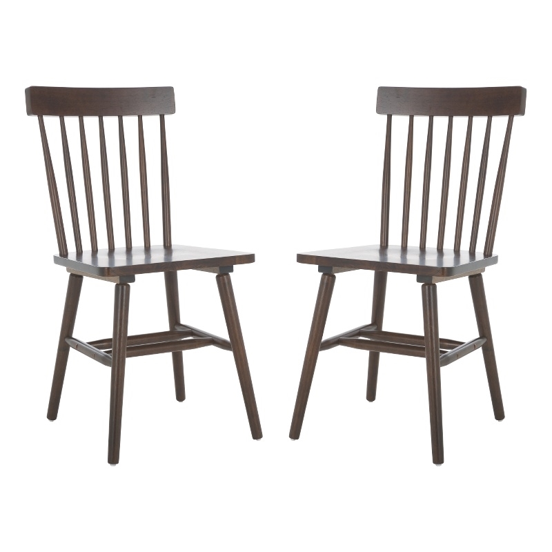 Safavieh Aziel Wood Spindle Dining Chairs in Dark Walnut