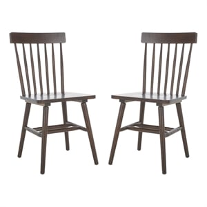 Safavieh Aziel Wood Spindle Dining Chairs in Dark Walnut