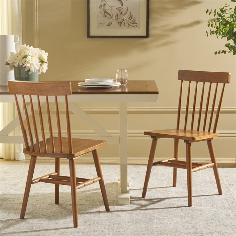 Safavieh Aziel Wood Spindle Dining Chairs in Brown