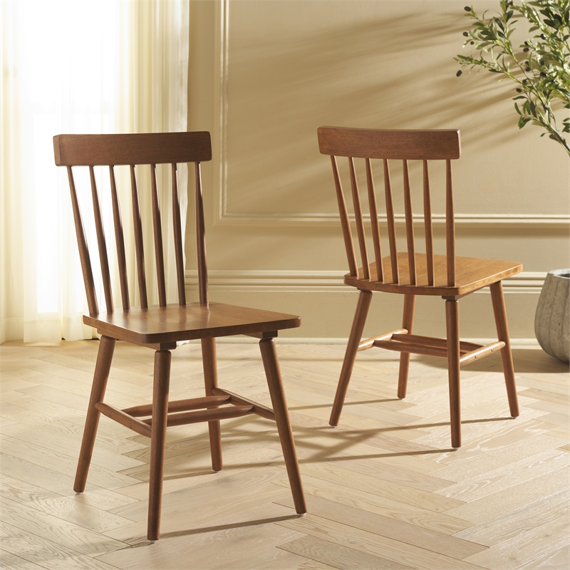 Safavieh Aziel Wood Spindle Dining Chairs in Brown