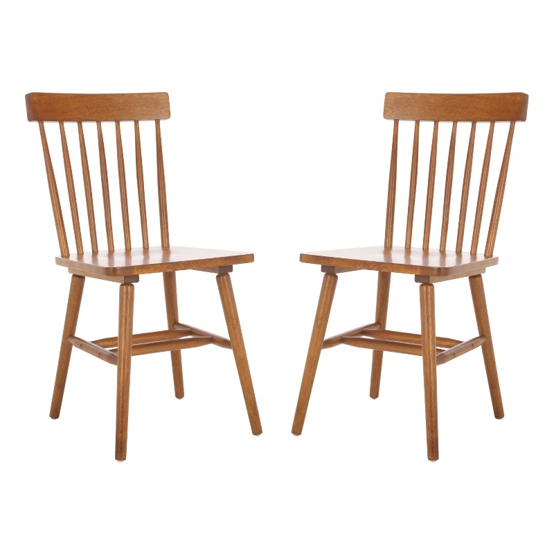 Safavieh Aziel Wood Spindle Dining Chairs in Brown