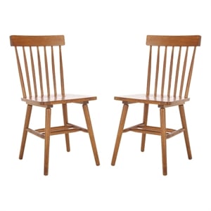 Safavieh Aziel Wood Spindle Dining Chairs in Brown