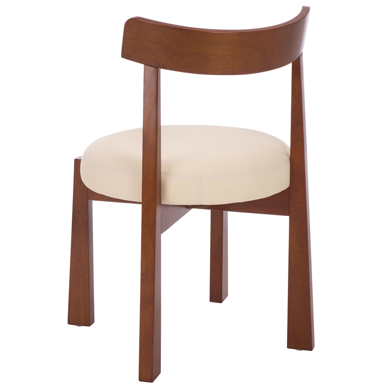 Safavieh Anselm Upholstered Wood and Fabric Dining Chair in White / Walnut