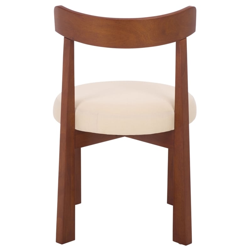 Safavieh Anselm Upholstered Wood and Fabric Dining Chair in White / Walnut