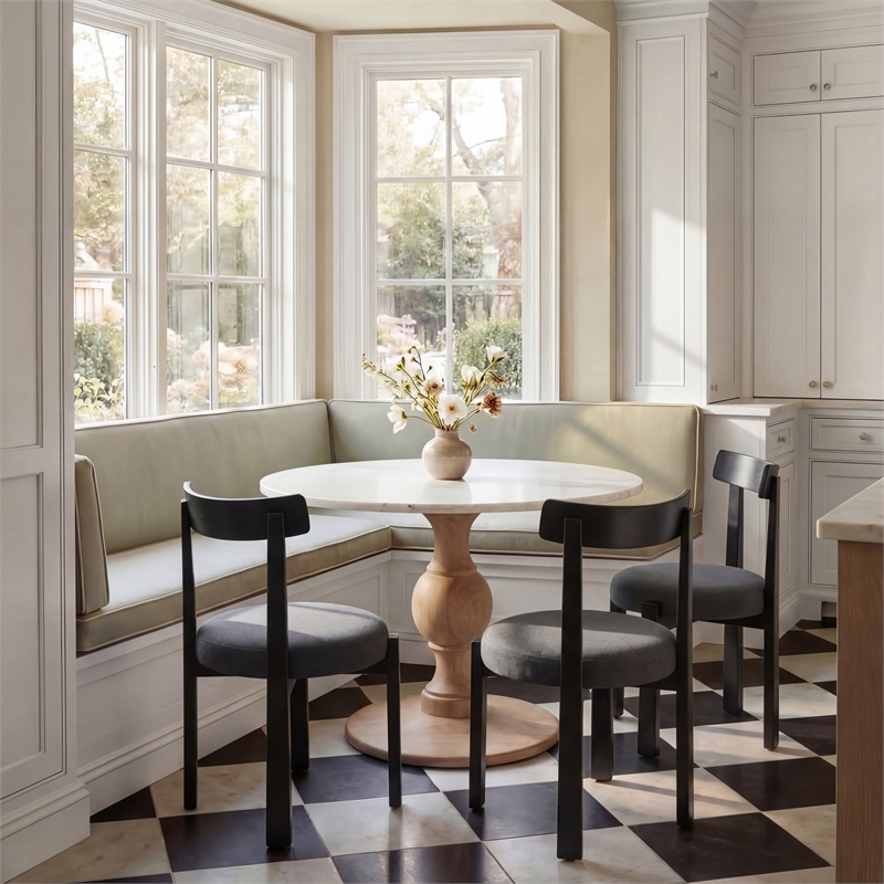 Safavieh Anselm Upholstered Wood and Fabric Dining Chair in Gray / Black