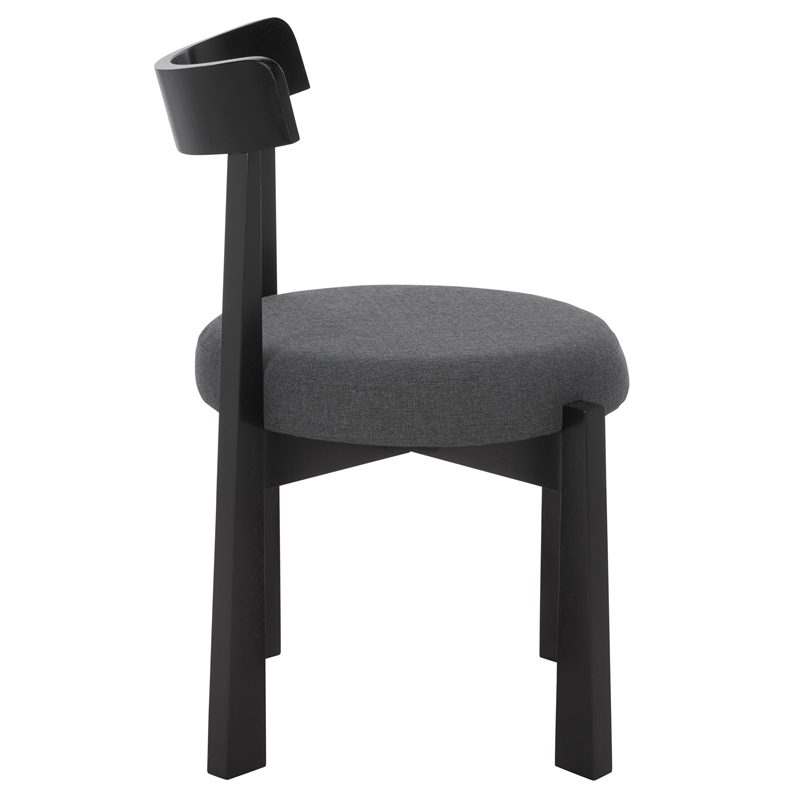 Safavieh Anselm Upholstered Wood and Fabric Dining Chair in Gray / Black