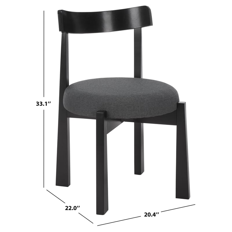 Safavieh Anselm Upholstered Wood and Fabric Dining Chair in Gray / Black