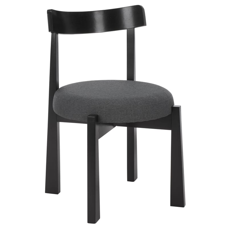 Safavieh Anselm Upholstered Wood and Fabric Dining Chair in Gray / Black