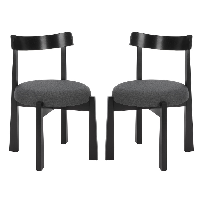 Safavieh Anselm Upholstered Wood and Fabric Dining Chair in Gray / Black