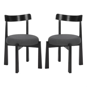 Safavieh Anselm Upholstered Wood and Fabric Dining Chair in Gray / Black