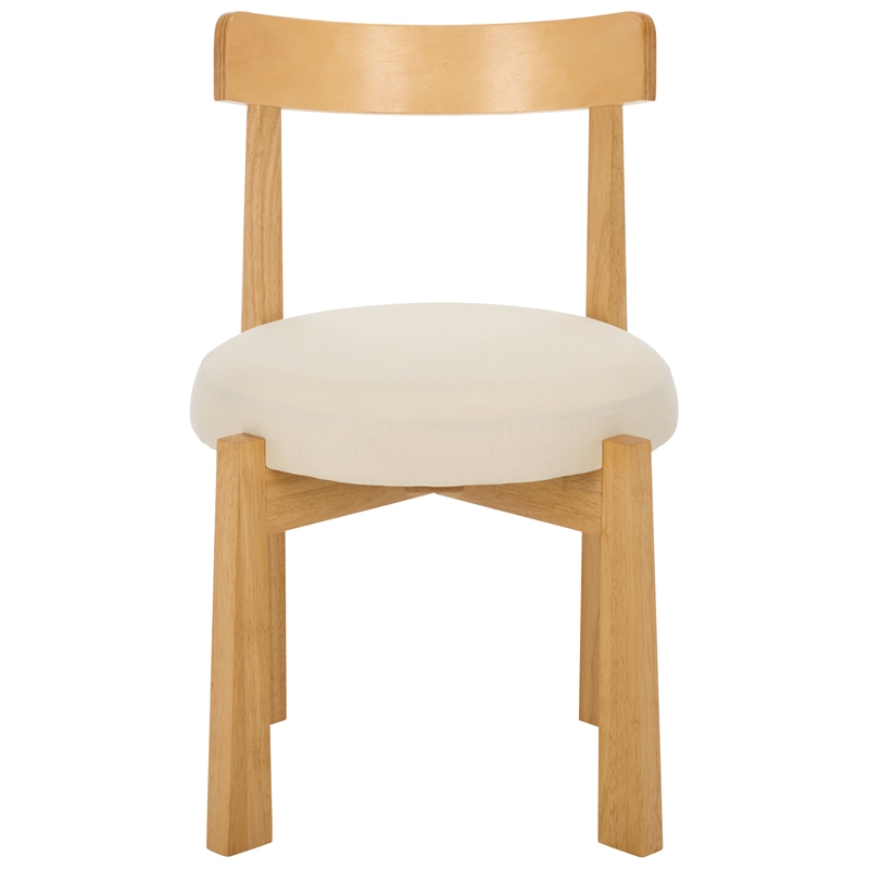 Safavieh Anselm Upholstered Wood and Fabric Dining Chair in White / Light Brown
