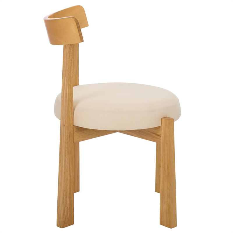 Safavieh Anselm Upholstered Wood and Fabric Dining Chair in White / Light Brown