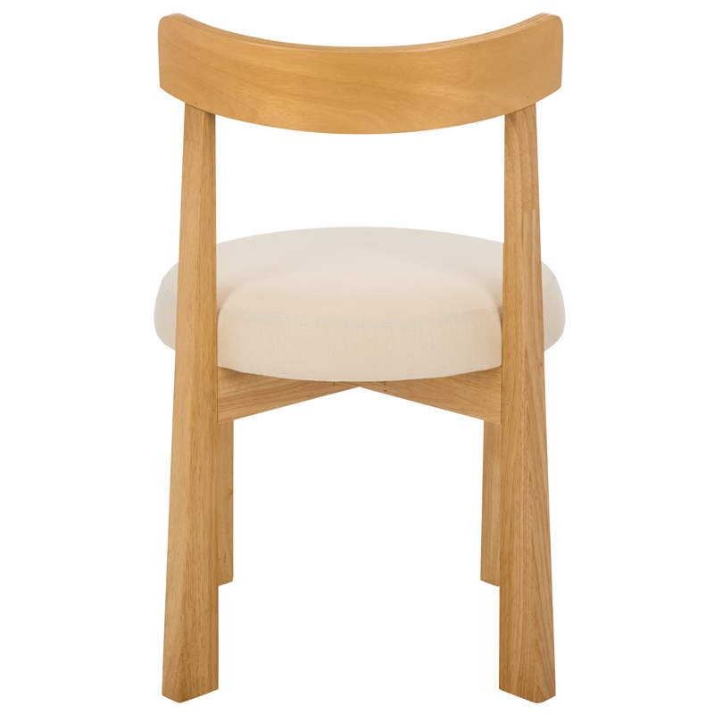 Safavieh Anselm Upholstered Wood and Fabric Dining Chair in White / Light Brown