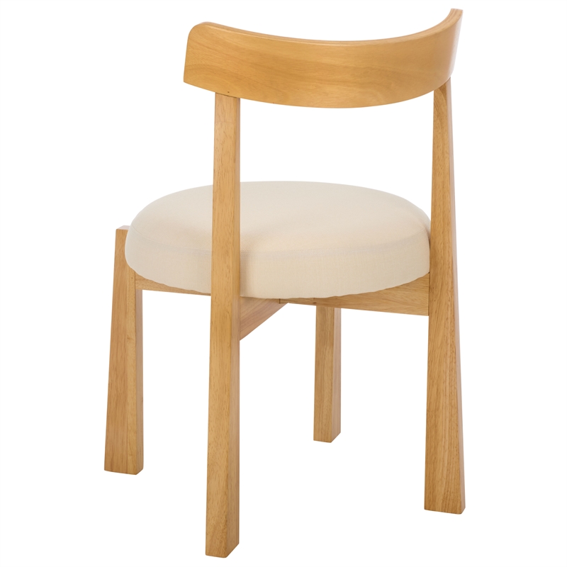 Safavieh Anselm Upholstered Wood and Fabric Dining Chair in White / Light Brown