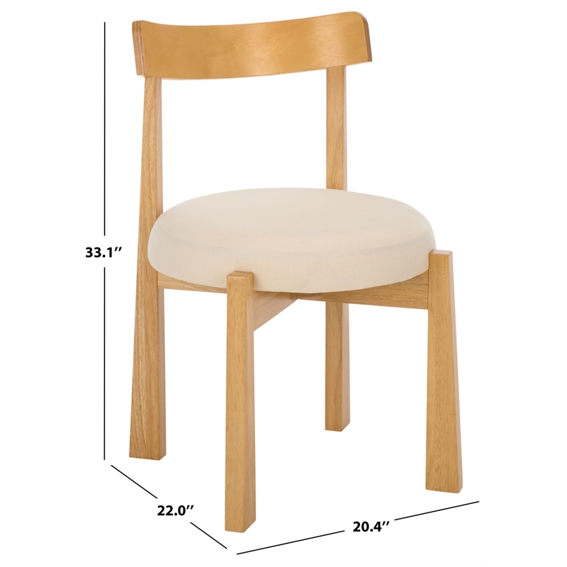 Safavieh Anselm Upholstered Wood and Fabric Dining Chair in White / Light Brown