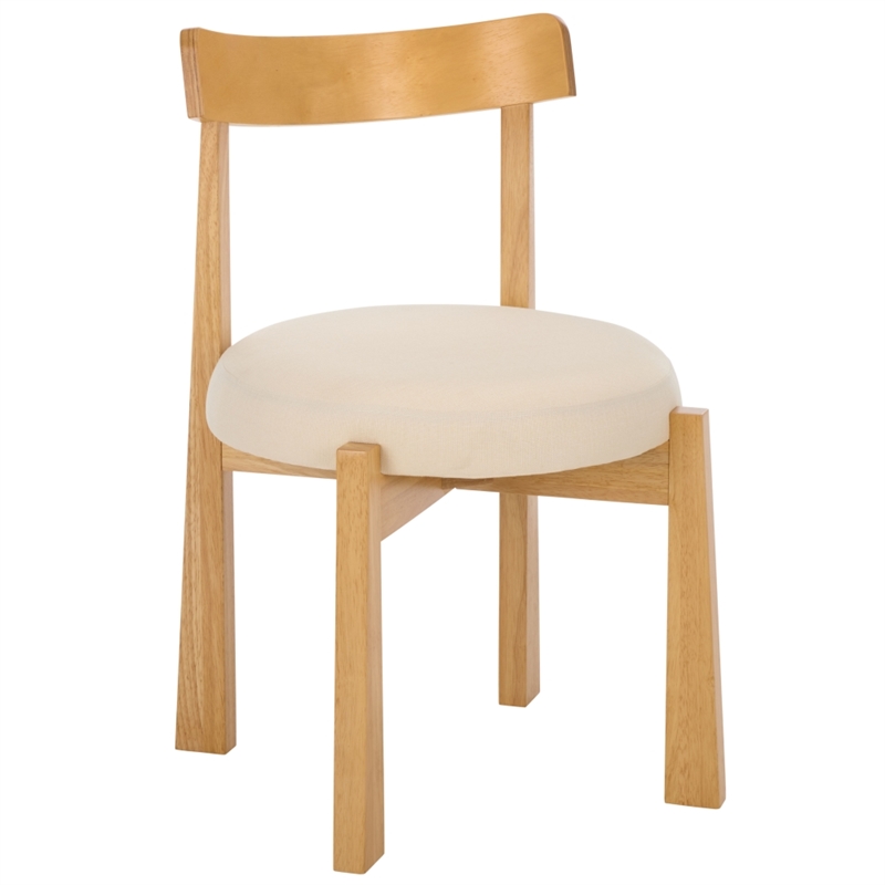 Safavieh Anselm Upholstered Wood and Fabric Dining Chair in White / Light Brown