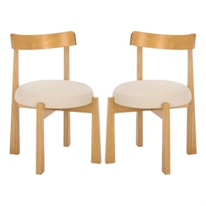 Safavieh Anselm Upholstered Wood and Fabric Dining Chair in White / Light Brown