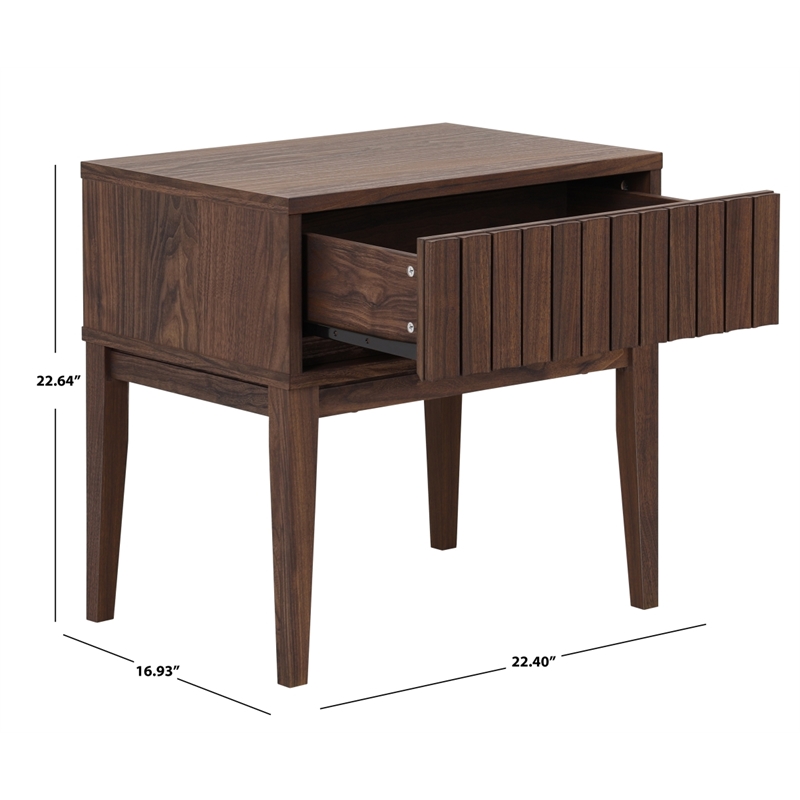 Safavieh Fidia 1 Drawer Wood Nightstand in Dark Walnut