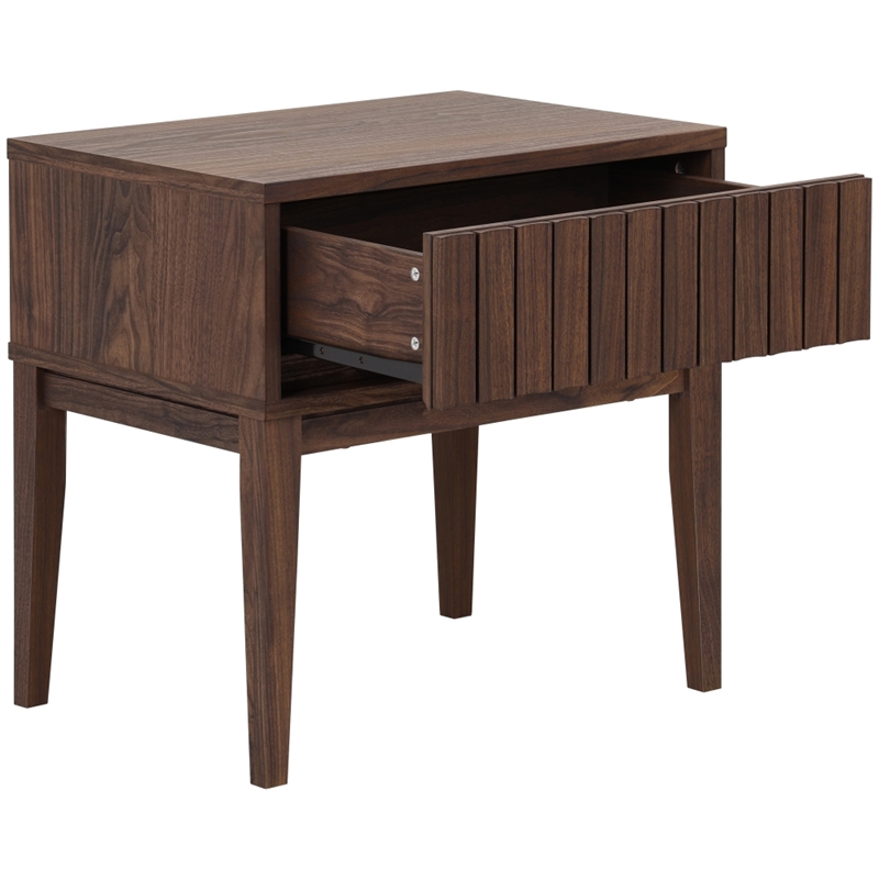 Safavieh Fidia 1 Drawer Wood Nightstand in Dark Walnut
