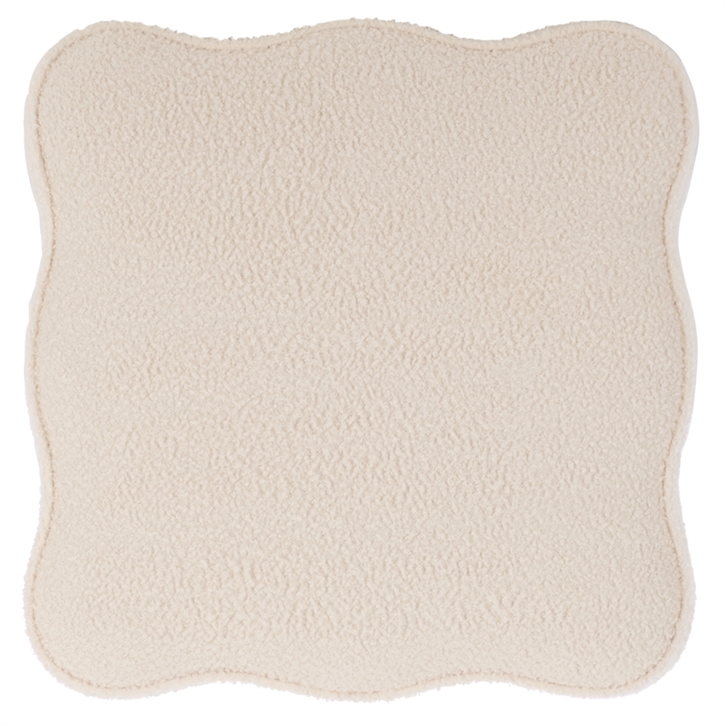 Safavieh Emmie Square Wood and Fabric Storage Ottoman  in Cream