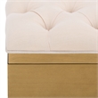 Safavieh Liam Tufted Fabric and Wood Cocktail Ottoman in Beige / Natural